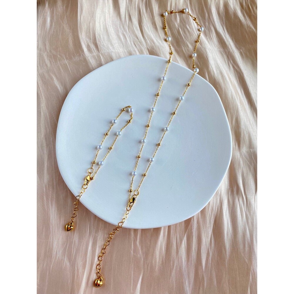 Fresh water pearl stationary style necklace& bracelet sets